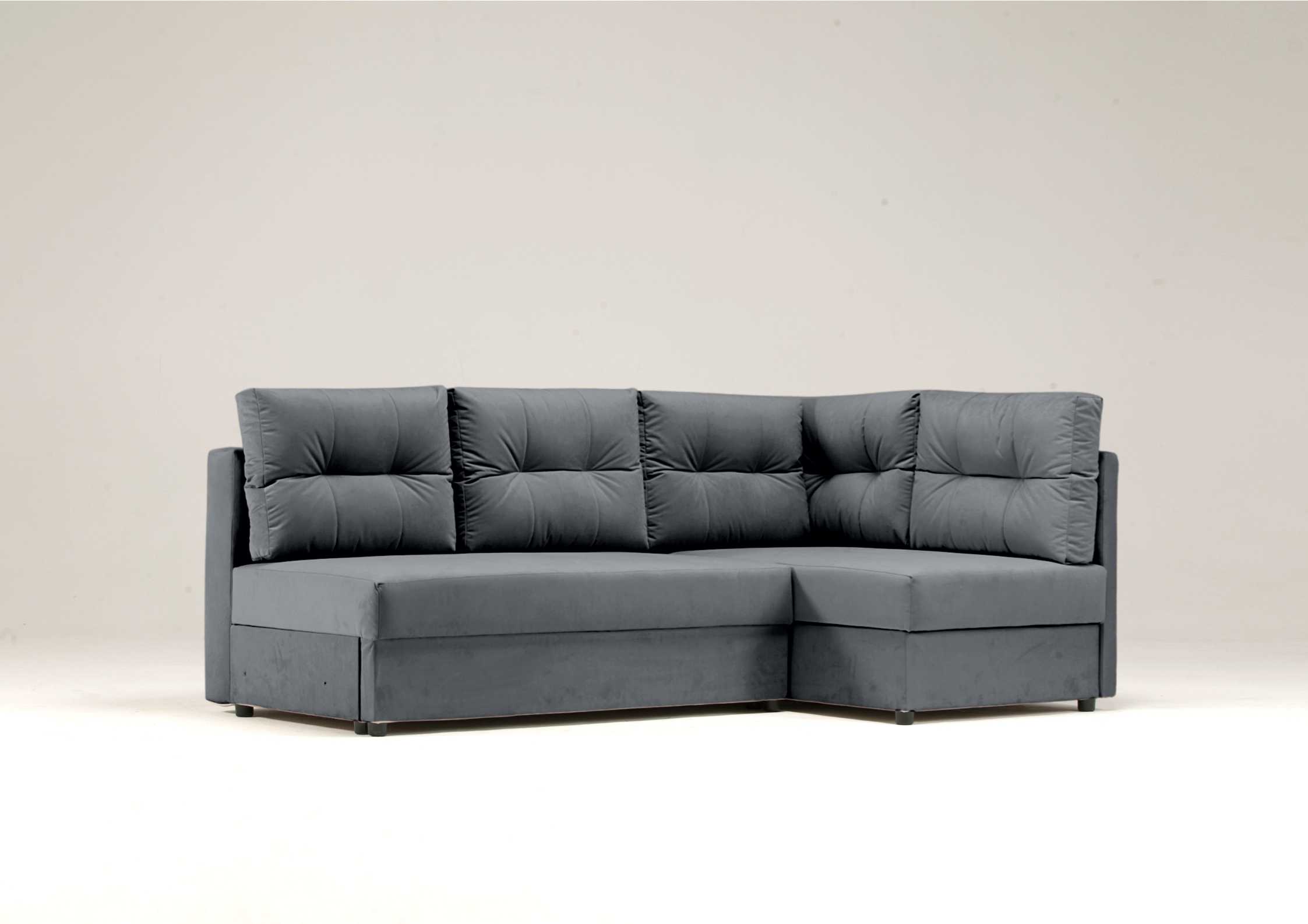 Mały narożnik z pikowanymi poduszkami grafitowy